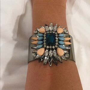 Stone metal cuff with glass and acrylic stones